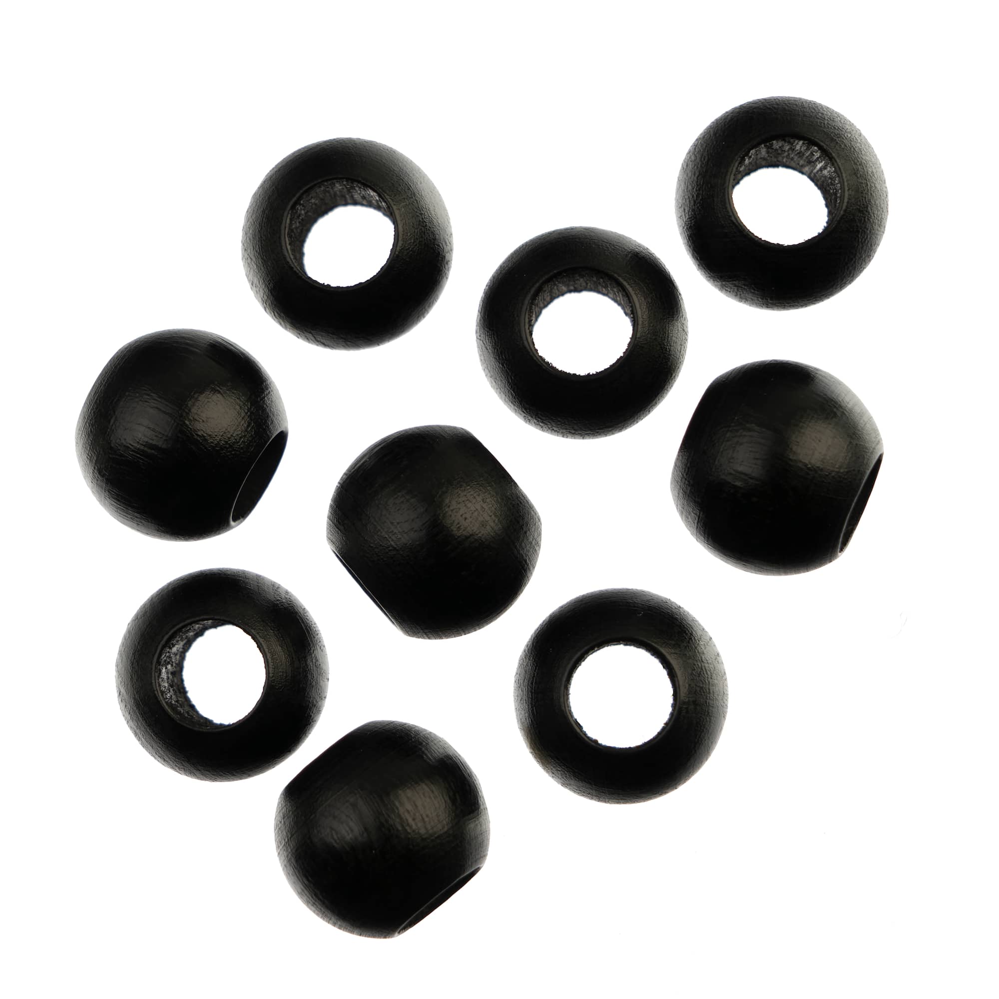 20mm Black Round Wood Beads, 9ct. by Loops & Threads®
